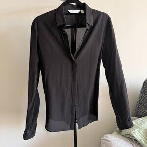 100% Silk Black Shirt/Blouse